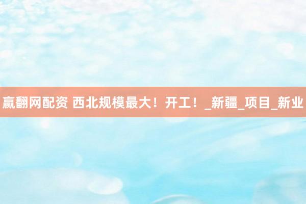 赢翻网配资 西北规模最大！开工！_新疆_项目_新业