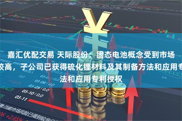 嘉汇优配交易 天际股份：固态电池概念受到市场关注度较高，子公司已获得硫化锂材料及其制备方法和应用专利授权